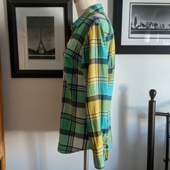 {J.Crew} Boy Shirt in Green Plaid Size 4 - Picture 6 of 8